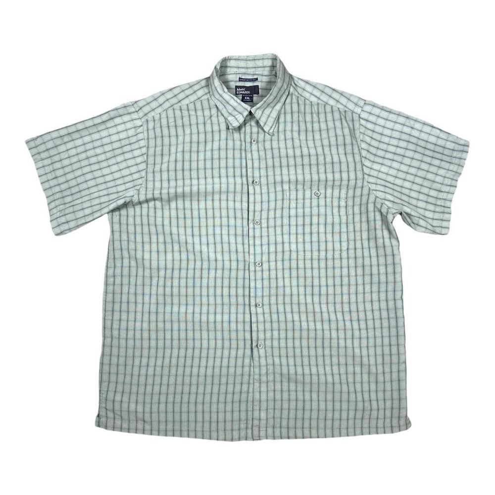Marc Edwards Men's XXL Green Graph Check Short‎ Sleeve Button-Up Shirt